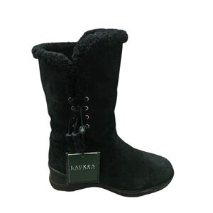 Lauren Ralph Lauren Tadina Mid-Calf Winter Boots Suede NEW Size 7 Black
